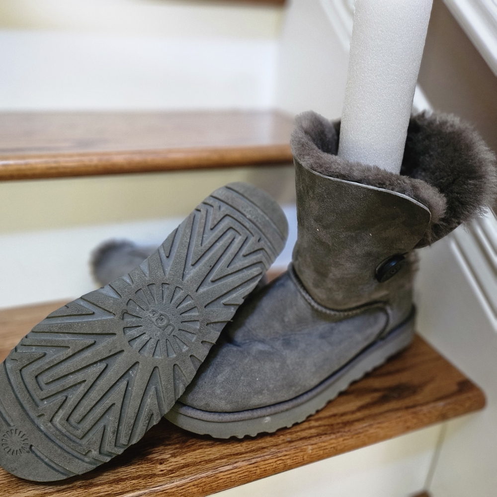 UGG Gray Ankle Boots with Fur Lining